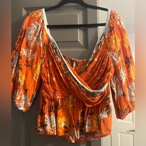 Free People orange floral top